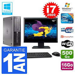 PC HP 6200 SFF Ecran 19" Intel i7-2600 RAM 16Go Disque 500Go Graveur DVD Wifi W7 - Occasion