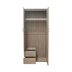 Mes Armoire 2 portes 2 tiroirs 1 miroir 80x52x185 cm décor chêne pas cher