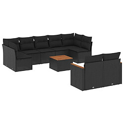 Maison Chic Salon de jardin 10 pcs avec coussins, Ensemble Tables et chaises d'extérieur noir résine tressée -GKD646516