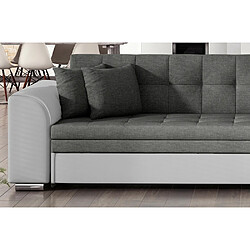 Acheter VENESETTI Canapé d'angle convertible, SOHO, en tissu gris foncé et simili blanc de qualité, 5 places, angle droit (vu de face)