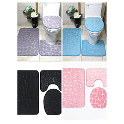 LUUCOZK Tapis de bain antidérapants absorbants à séchage rapide, décoration de salle de bain, violet-3 piècesensemble