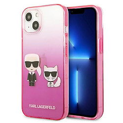 Karl Lagerfeld Gradient Ikonik Karl & Choupette - Coque pour iPhone 13 mini (Rose) 