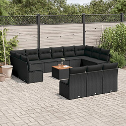 Maison Chic Salon de jardin avec coussins 14 pcs, Ensemble Tables et chaises de jardin, noir résine tressée -GKD211880