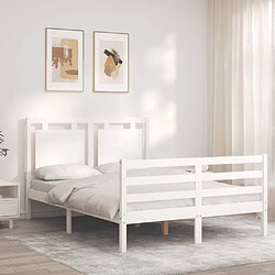 Avis Maison Chic Cadre/structure de lit avec tête de lit pour adulte - Lit Moderne Chambre blanc 140x190 cm bois massif -MN87607