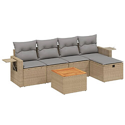 vidaXL Salon de jardin avec coussins 6pcs mélange beige résine tressée