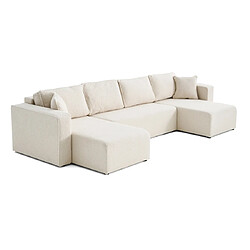 Bestmobilier Topaze - canapé panoramique en U - 7 places - convertible avec coffre - en tissu bouclette Topaze - canapé panoramique en U - 7 places - convertible avec coffre - en tissu bouclette - Beige