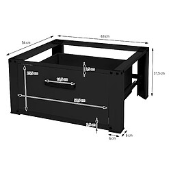 ML-Design Socle pour Machine à Laver avec Tiroir Coulissant, Acier, Noir, 63x54 cm, jusqu'à 150 kg, Support Base de Lave-Linge, Sous-armoire, Plateforme Haut 31,5 cm, Tiroir Amovible pour Rangement pas cher