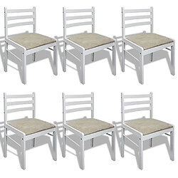 Maison Chic Lot de 6 Chaises à manger,Chaise pour cuisine blanc bois solide et velours -MN83504