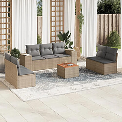 vidaXL Salon de jardin avec coussins 8 pcs beige résine tressée 