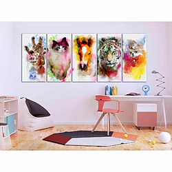 Paris Prix Tableau 5 Panneaux Watercolour Animals Narrow 80 x 200 cm