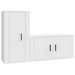 Maison Chic Ensemble de meubles TV 2 pcs pour salon - Blanc Bois d'ingénierie -MN50480