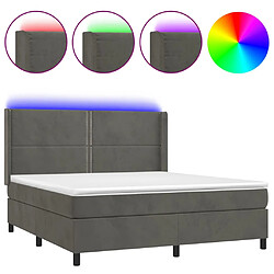 vidaXL Sommier à lattes de lit matelas et LED Gris foncé 180x200 cm