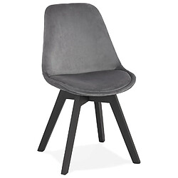 Alterego Chaise en velours gris 'JOE' avec structure en bois noir