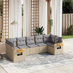 vidaXL Salon de jardin avec coussins 7 pcs beige résine tressée 