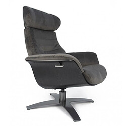 MY NEW DESIGN VEGA - Fauteuil Velours Brun et Chêne Noir 