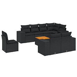 Maison Chic Ensemble Tables et chaises d'extérieur 9 pcs avec coussins,Salon de jardin noir résine tressée -GKD366677