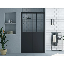 Vente-Unique Porte de douche coulissante noir mat style atelier - 120 x 195 cm - URBANIK 