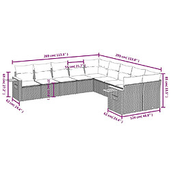 Acheter vidaXL Salon de jardin avec coussins 10 pcs gris résine tressée