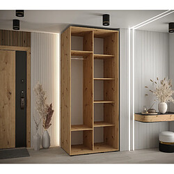 Avis Abiks Meble Armoire à portes coulissantes Davos 1 H235.2 x L100 x P60 2 portes coulissante (Chêne artisan/Blanc/Argent)