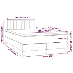 vidaXL Sommier à lattes de lit avec matelas LED Noir 120x200 cm Tissu pas cher