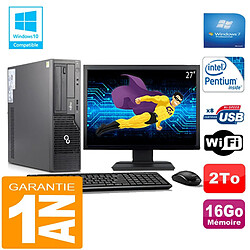 PC Fujitsu Esprimo E500 E85+ SFF Intel G640 16Go Disque 2 To Wifi W7 Ecran 27" - Occasion