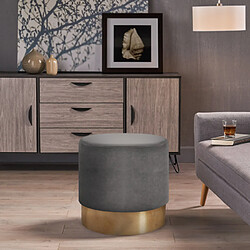 Ahd Amazing Home Design Pouf repose-pieds tabouret bas rembourré rond design velours Rossetto, Couleur: Gris foncé