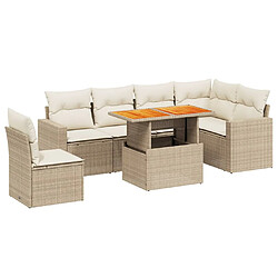 vidaXL Salon de jardin avec coussins 7 pcs beige résine tressée