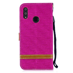 Avis Etui en PU tissu jean bicolore avec support rose pour votre Huawei P Smart (2019)/Honor 10 Lite