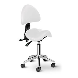 Helloshop26 Fauteuil chaise siège-selle avec dossier fer chromé synthétique PVC blanc 14_0003502 