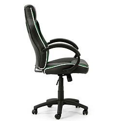 Vs Venta-Stock Fauteuil de Bureau réglabe et inclinable Formula tapissé en Similicuir et Tissu Maille, Couleur Noir et Vert, accoudoirs rembourrés.