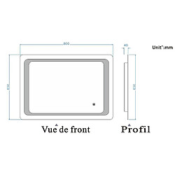 Miroir de salle de bain avec lumières Led 80x60cm (LxH) pas cher