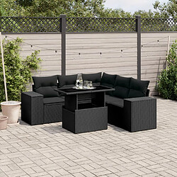 vidaXL Salon de jardin 6 pcs avec coussins noir résine tressée