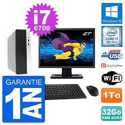 PC HP 400 G4 SFF Ecran 27" Intel i7-6700 RAM 32Go Disque Dur 1To Windows 10 Wifi - Occasion