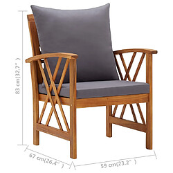 vidaXL Chaises de jardin avec coussins lot de 2 Bois d'acacia massif pas cher