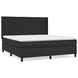 vidaXL Sommier à lattes de lit avec matelas Noir 180x200 cm Similicuir