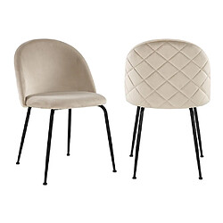 Vente-Unique Lot de 2 chaises en velours et acier inoxydable noir - Beige - MELBOURNE