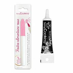 Scrapcooking Feutre alimentaire rose + Stylo de glaçage noir 