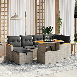 vidaXL Salon de jardin avec coussins 7 pcs gris résine tressée 