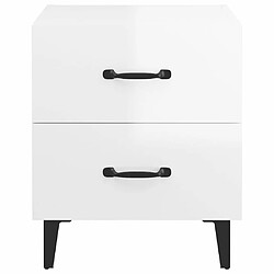 Acheter Maison Chic Lot de 2 Tables de chevet,Table de nuit,Table d'appoint pour salon Blanc brillant 40x35x47,5 cm -MN49424