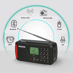 Universal Sports en plein air d'urgence portable sans fil Bluetooth carte audio haut-parleur radio avec réveil peut être d'urgence | radio horloge | radio(Le noir) pas cher