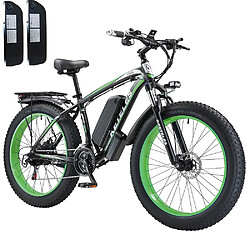 Vélo électrique keteles K800, 1000 W, 26 ", 2x 18 Ah, 21 vitesses, 45 km / h -Vert Vélo électrique - Moteur 1000W - Batterie Samsung 48V 18 Ah - Portée 100 km