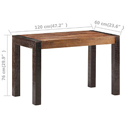 Acheter vidaXL Table à dîner 120x60x76 cm Bois de manguier solide brut