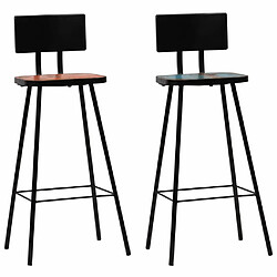 Helloshop26 Lot de deux tabourets de bar design chaise siège bois massif de récupération multicolore 1202182 