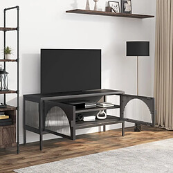 Avis Maison Chic Meuble TV scandinave - Banc TV pour salon noir 105x35x50 cm verre et acier -MN21734