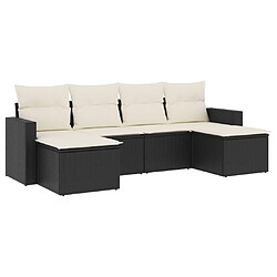 vidaXL Salon de jardin 6 pcs avec coussins noir résine tressée