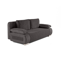 Bestmobilier Elio - canapé 3 places convertible - avec coffre - en velours et velours côtelé Elio - canapé 3 places convertible - avec coffre - en velours et velours côtelé - Gris foncé