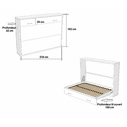 Inside 75 Armoire lit escamotable SKYROS 140*200 cm structure beige façade crème pas cher