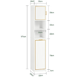 Avis SoBuy BZR87-W Meuble Colonne de Salle de Bain Armoire Haute Étagère étroite avec 2 Portes, 2 Compartiments et 1 Panier à Linge