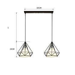 Avis Stoex Suspension Cage Forme Diamant 2 têtes Contemporain 25cm 110-221V-Corde Ajustable-Luminaire Salle à Manger,Bar