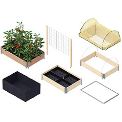 UPYARD Kit carré potager avec accessoires et système d'auto arrosage Gardenbox 120 x 80 cm marron. Kit carré potager avec accessoires et système d'auto arrosage Gardenbox 120 x 80 cm marron